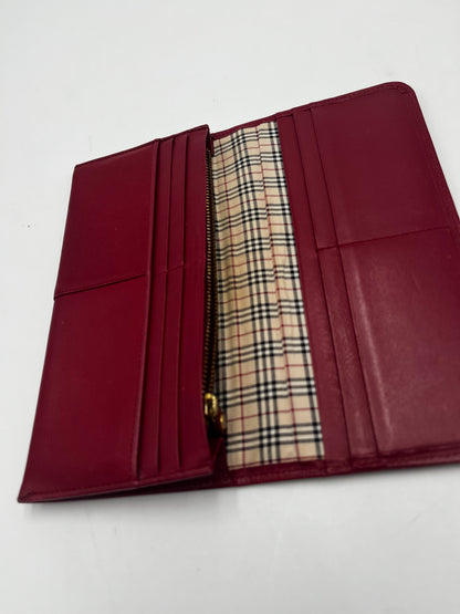 Burberry Porter Wallet Glitter Patent, Red, Leather, Wallet