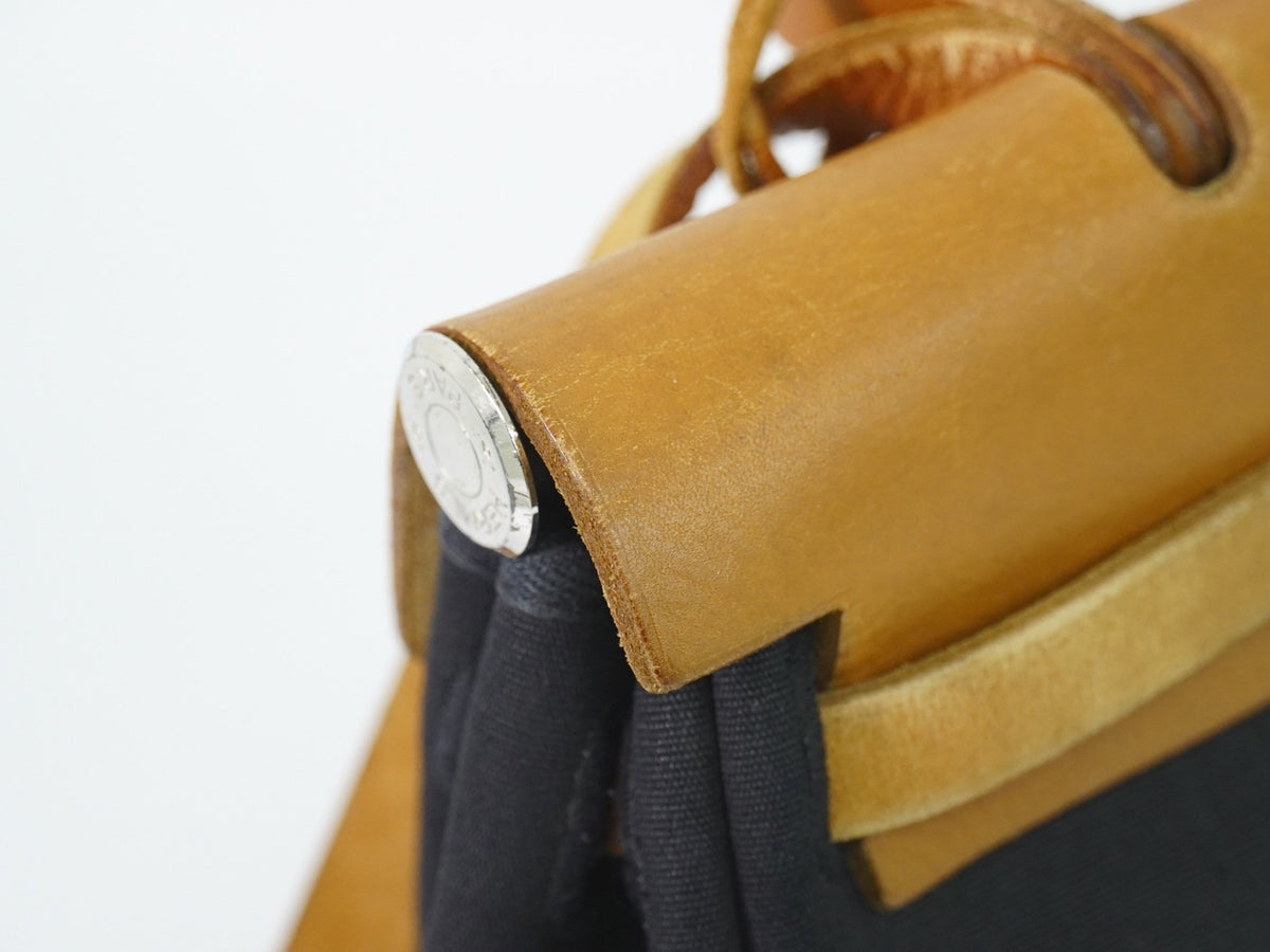 Hermes Herbag Toile and Leather, Black, Canvas, Handbag