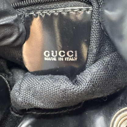 Gucci Vintage Bamboo Drawstring Suede and Leather, Black, Nylon, Backpack