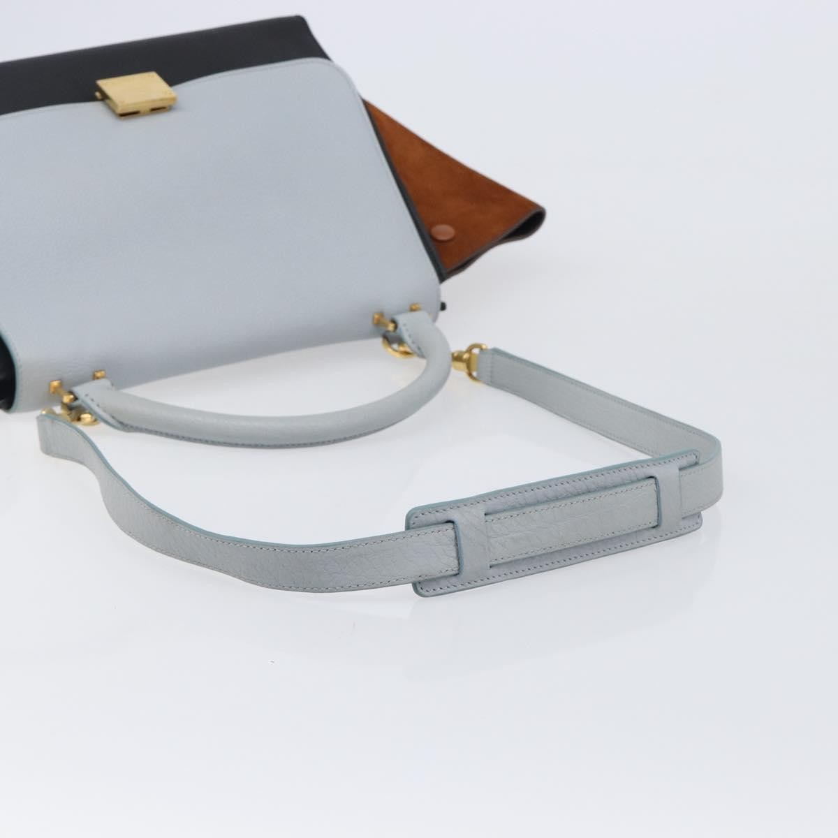 Celine Trapeze Leather, Blue, Leather, Handbag