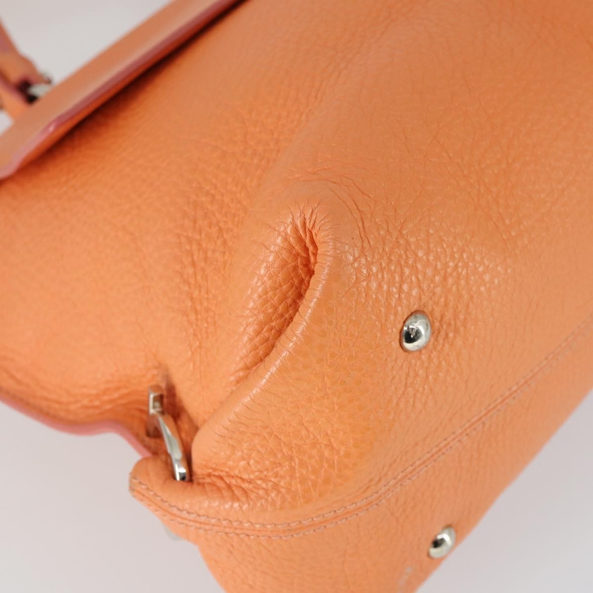 Salvatore Ferragamo Sofia Satchel Grainy Leather, Orange, Leather, Handbag