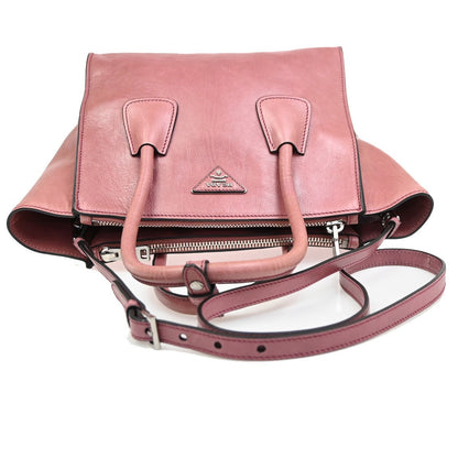 Prada Double Zip Lux Convertible Saffiano Leather, Pink, Leather, Tote Bag