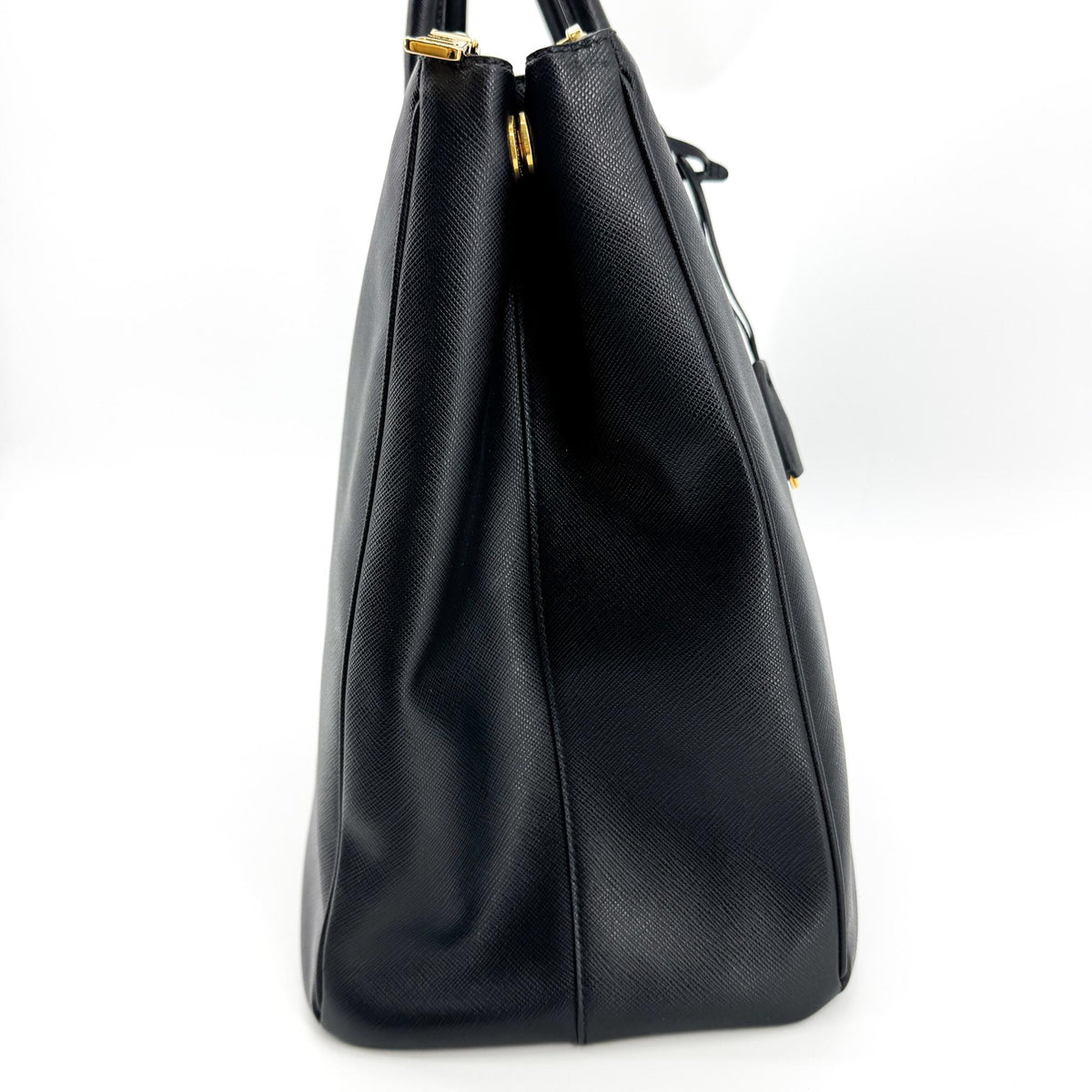 Prada Galleria Double Zip Saffiano Leather, Black, Leather, Tote Bag