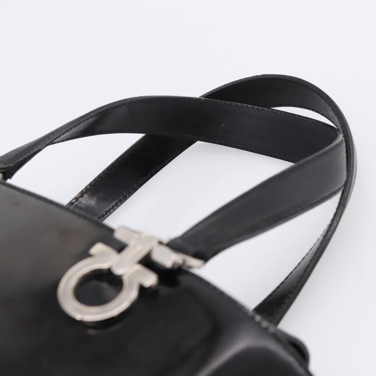 Salvatore Ferragamo Gancini Top Handle Patent leather, Black, Patent Leather, Handbag