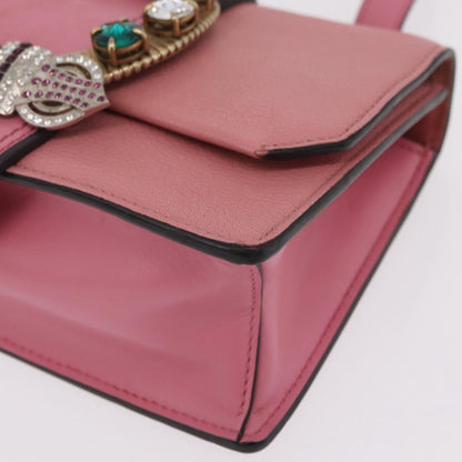 Miu Miu Madras Crystal Buckle Leather, Pink, Leather, Shoulder Bag