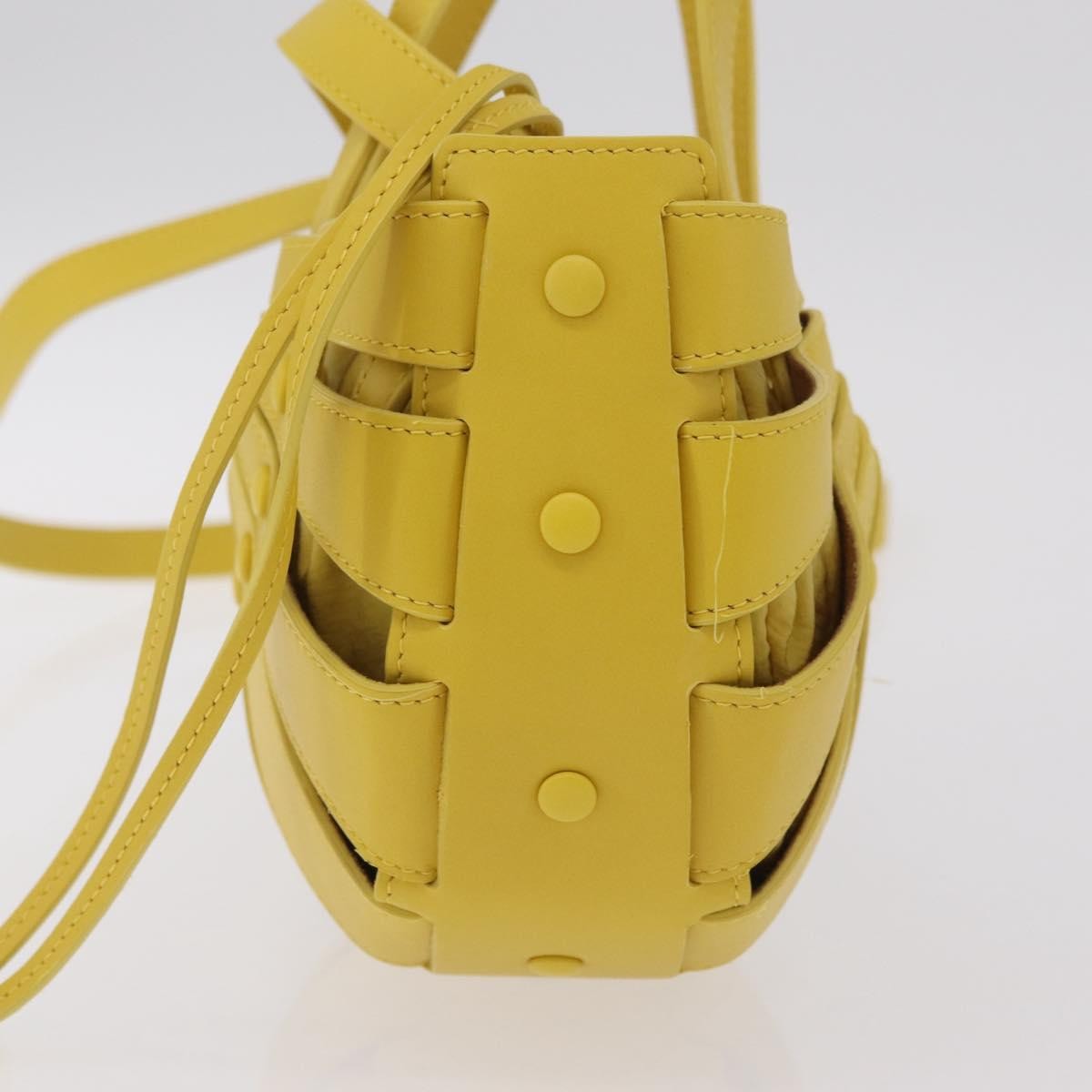 Bottega Veneta Shell Leather, Yellow, Leather, Handbag