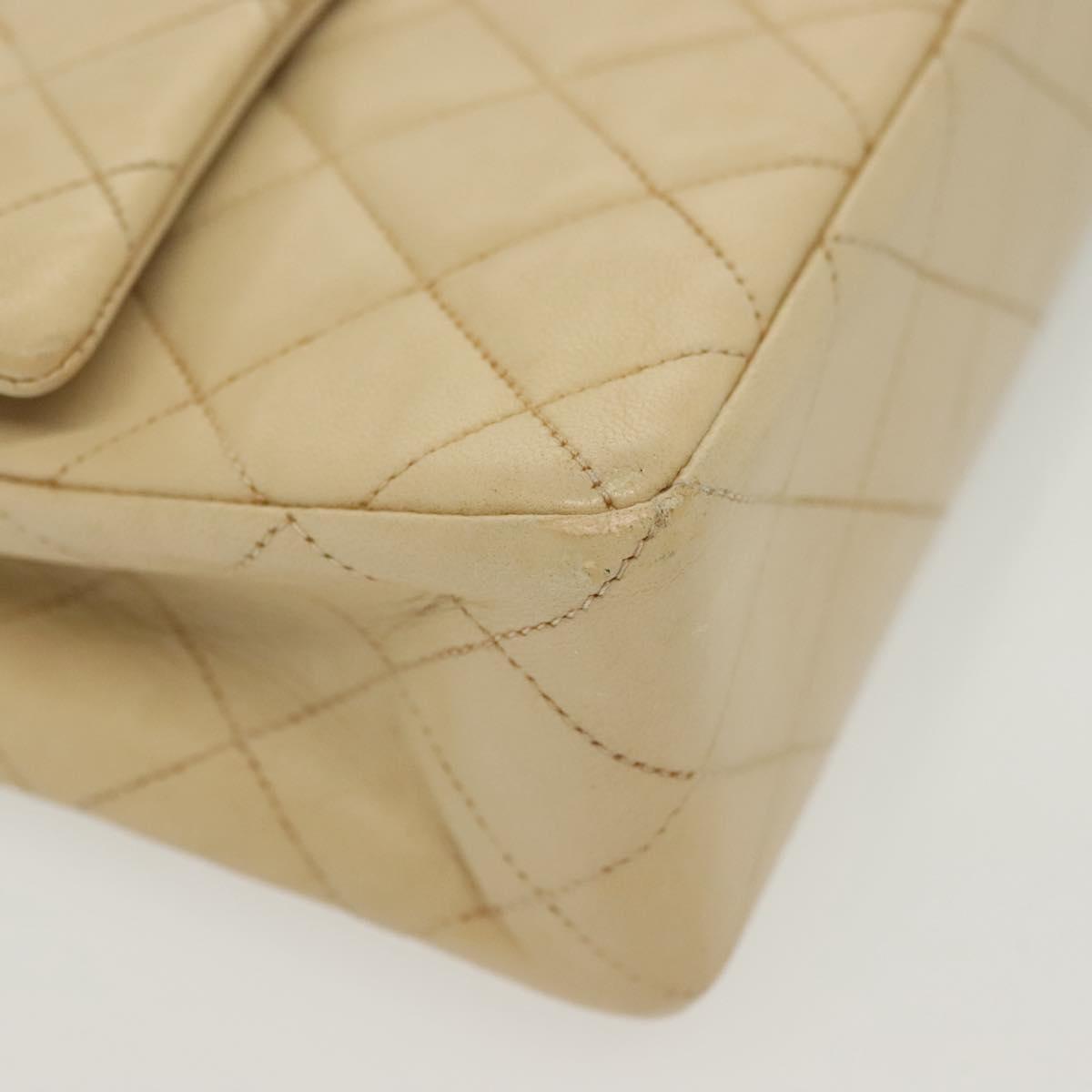 Chanel Vintage Square Classic Double Flap Bag Quilted Leather, BEIGE, LEATHER, Shoulder bag