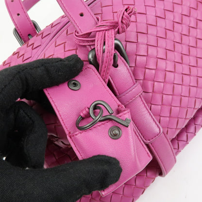 Bottega Veneta Boston Intrecciato Nappa, Pink, Leather, Handbag