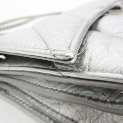 Balenciaga Crush Chain Flap Leather, Silver, Leather, Handbag