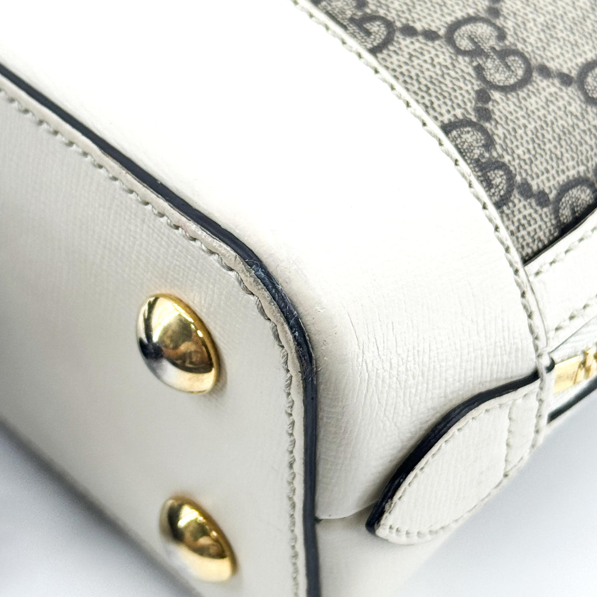 Gucci Horsebit 1955 Top Handle GG Coated Canvas with Leather, Beige, Canvas, Handbag