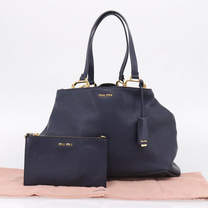 Miu Miu Madras Leather, Navy, Leather, Shoulder Bag