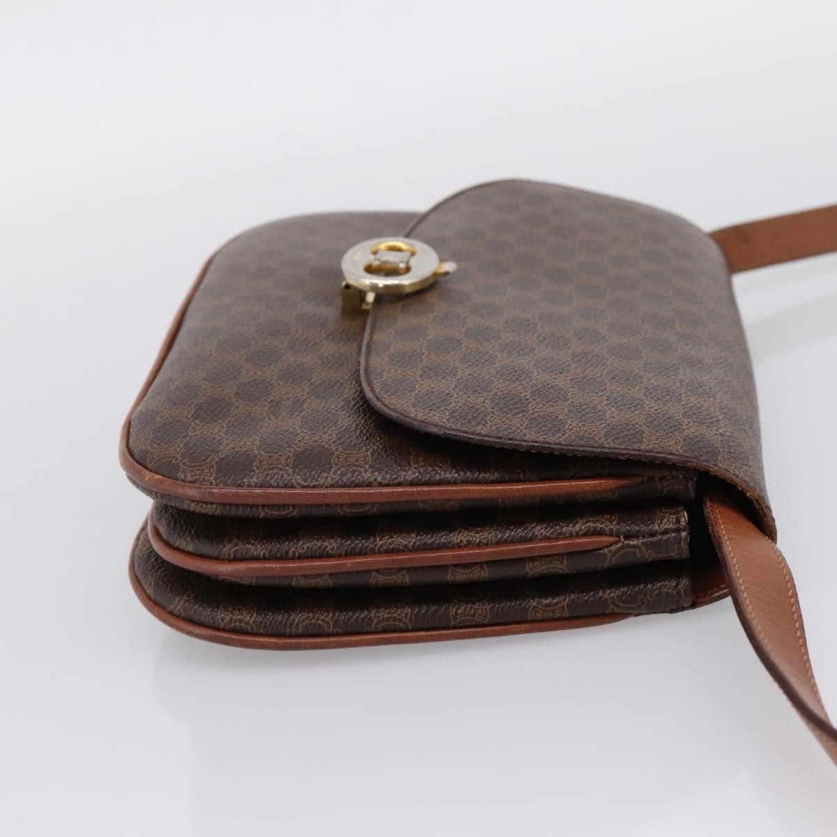 Celine Vintage Macadam Canvas and Leather, Brown, PVC, Shoulder Bag