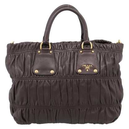 Prada Gaufre Nappa Leather, Brown, Leather, Tote Bag