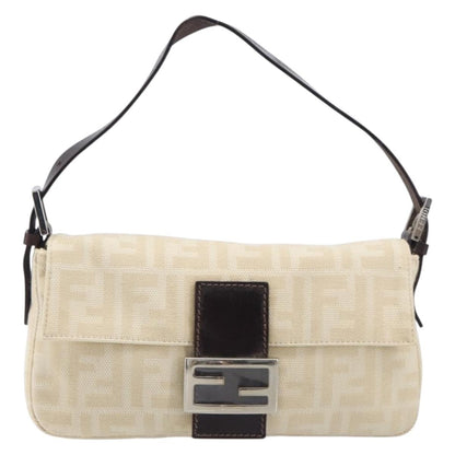 Fendi Baguette Zucca Canvas, Beige, Canvas, Handbag