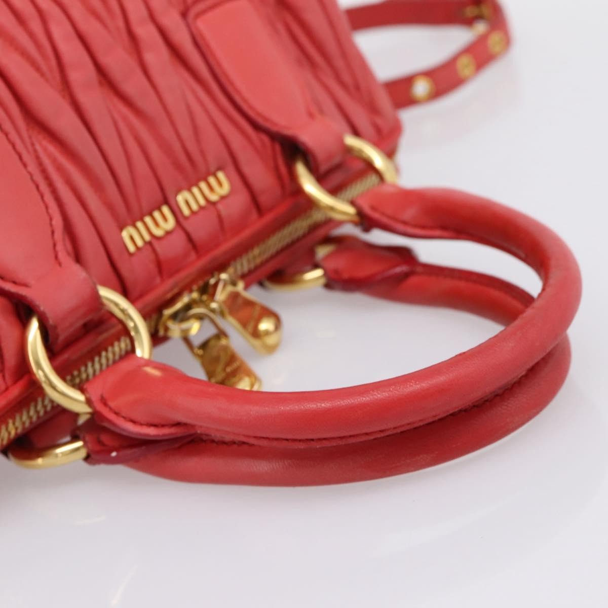 Miu Miu Madras Bowler Matelasse Leather, Red, Leather, Handbag