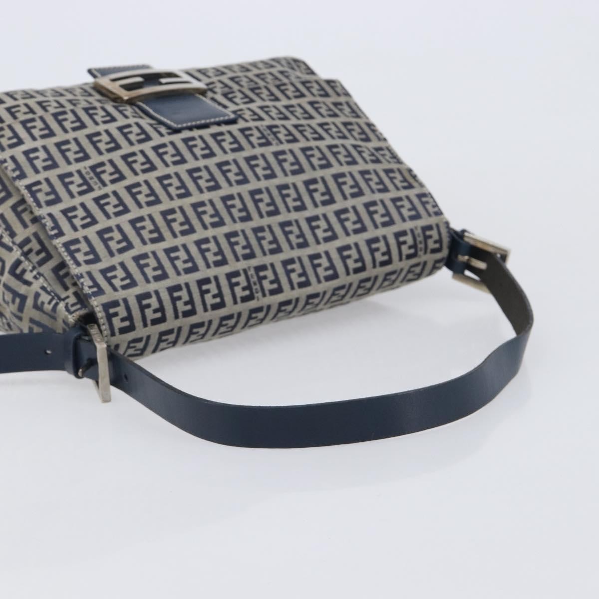 Fendi Zucchino Mamma Baguette Canvas, Navy, Canvas, Shoulder Bag