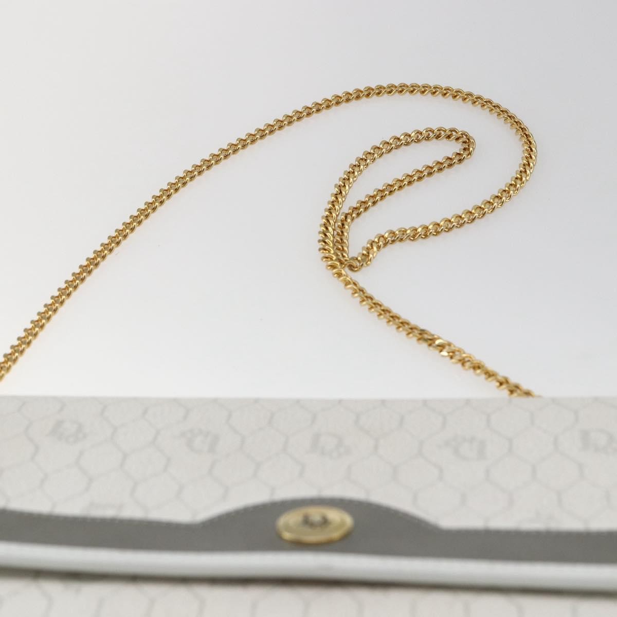 Christian Dior Vintage Honeycomb Canvas, White, Canvas, Shoulder Bag