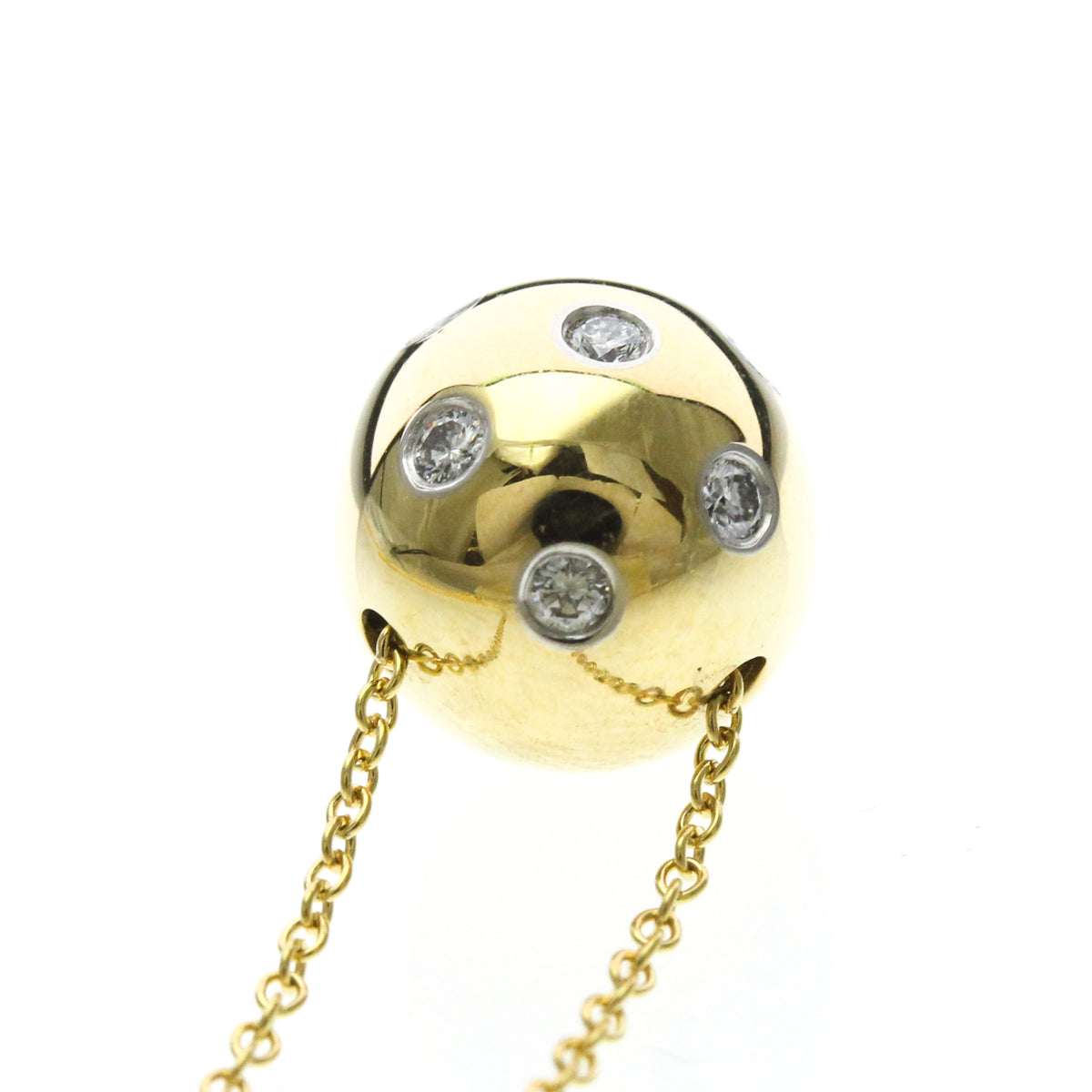 Tiffany & Co. Etoile Ball Pendant 18K Yellow Gold with Platinum and Diamonds, Gold, Yellow Gold, Necklace