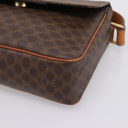 Celine Vintage Macadam Circle Logo Canvas and Leather, Brown, Canvas, Shoulder Bag