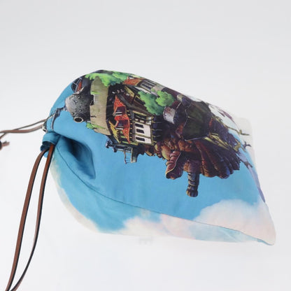 Loewe Paula Drawstring Printed Canvas, Blue, Nylon, Clutch