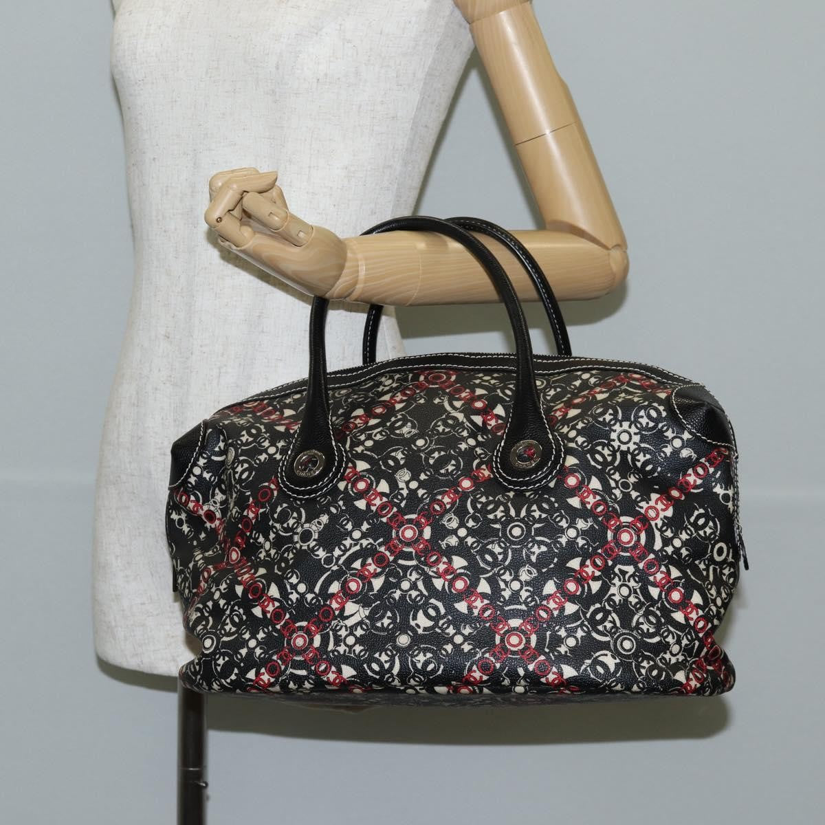 Chanel Optic Coco Bowler Printed Coated Canvas with Caviar, Black, Canvas, Handbag
