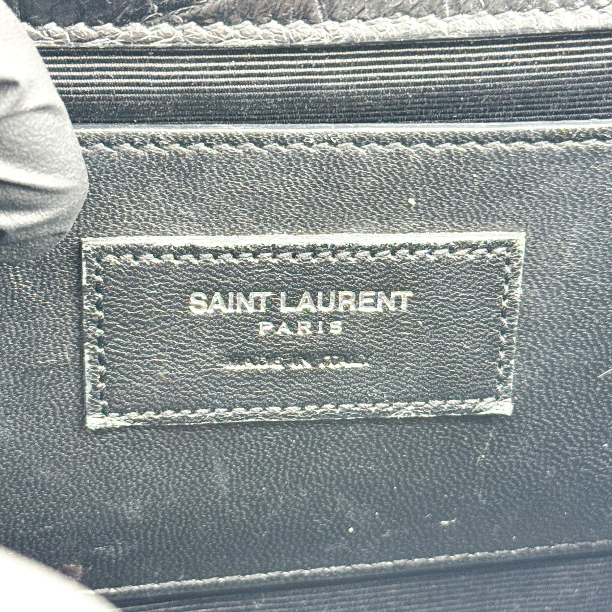 Saint Laurent Classic Monogram Tassel Crocodile Embossed Leather, Black, Leather, Crossbody Bag