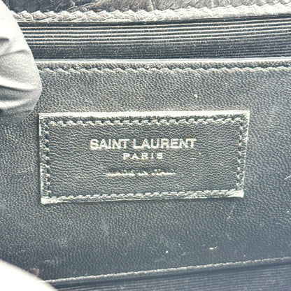 Saint Laurent Classic Monogram Tassel Crocodile Embossed Leather, Black, Leather, Crossbody Bag