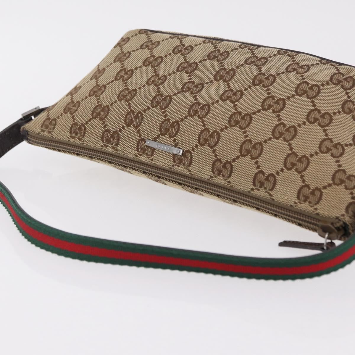 Gucci Web Boat Pochette GG Canvas and Leather, Beige, Canvas, Handbag