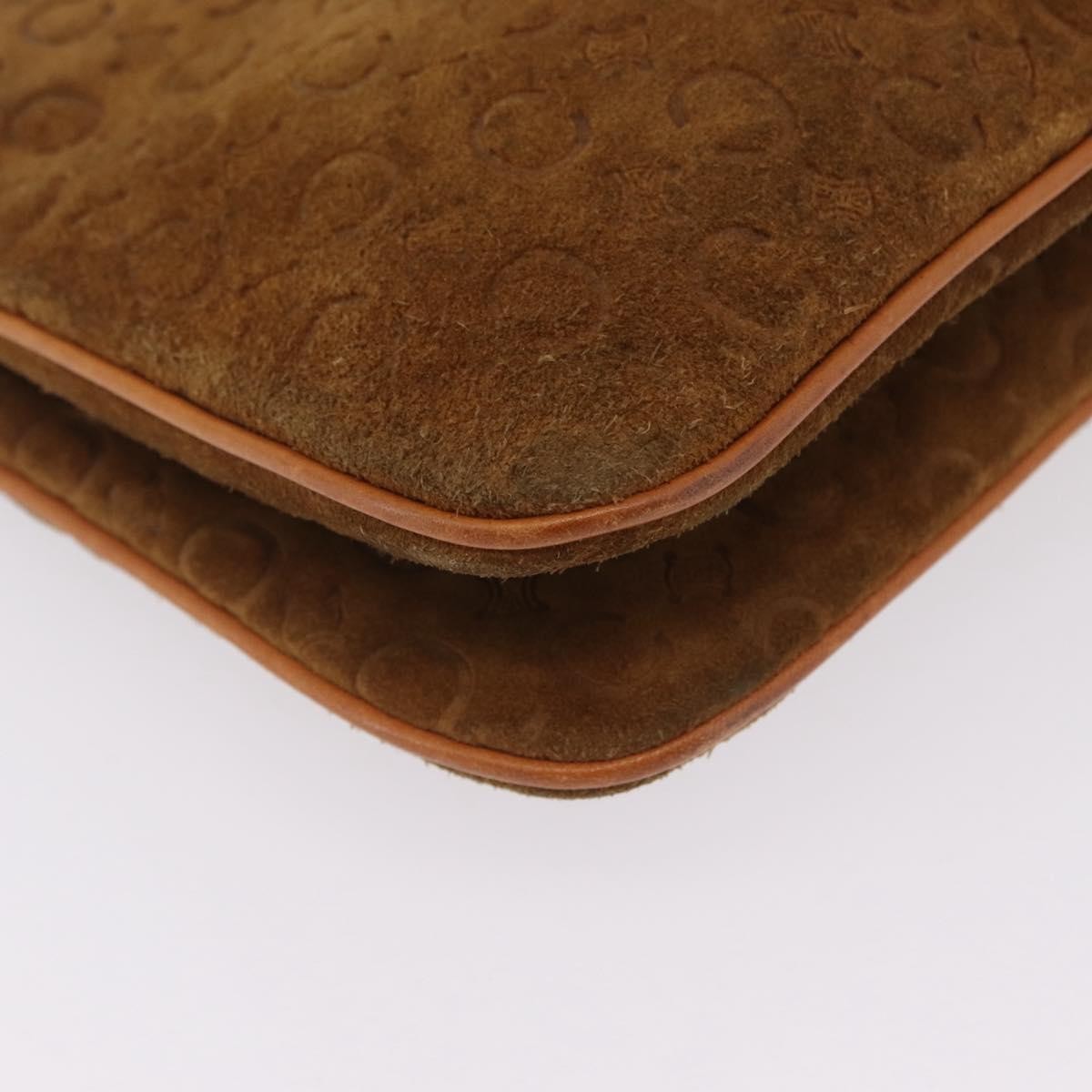 Celine C Macadam Shoulder Suede, Brown, Suede, Handbag