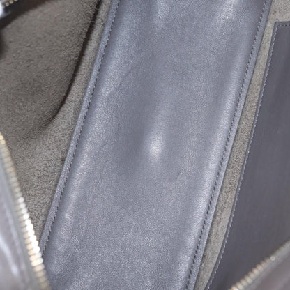 Saint Laurent Monogram Cabas Leather, Gray, Leather, Tote Bag
