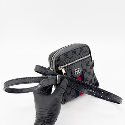 Balenciaga x Gucci The Hacker Project Zip Messenger BB Canvas, Black, Canvas, Shoulder Bag