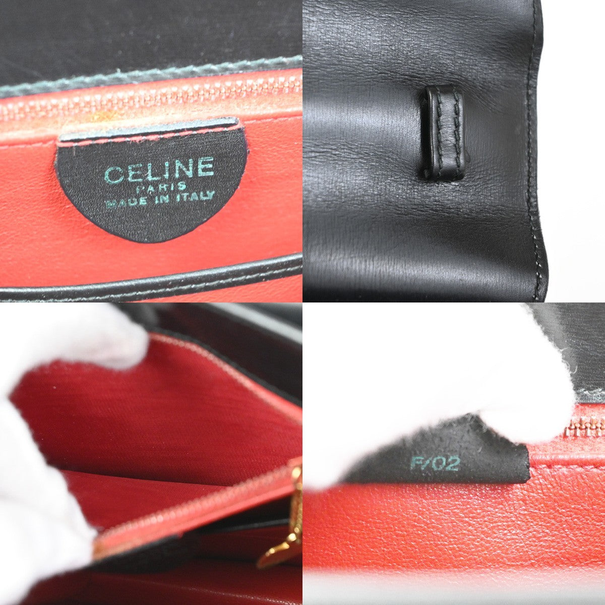 Celine Vintage Macadam Canvas, Black, Leather, Shoulder Bag