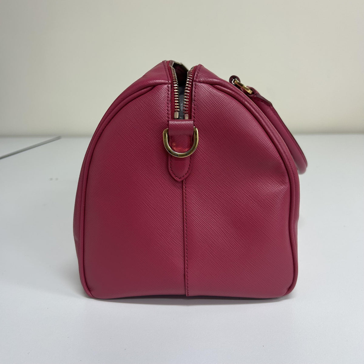 Prada Bowler Perforated Saffiano Leather, Pink, Leather, Handbag