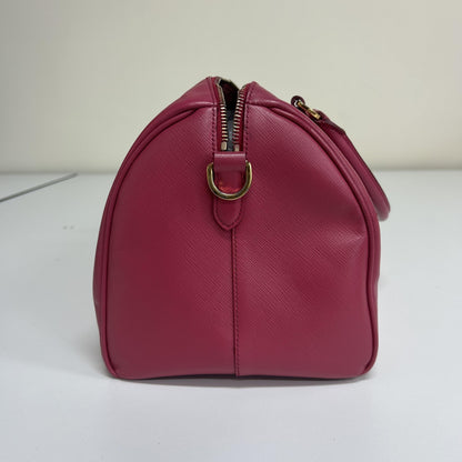Prada Bowler Perforated Saffiano Leather, Pink, Leather, Handbag
