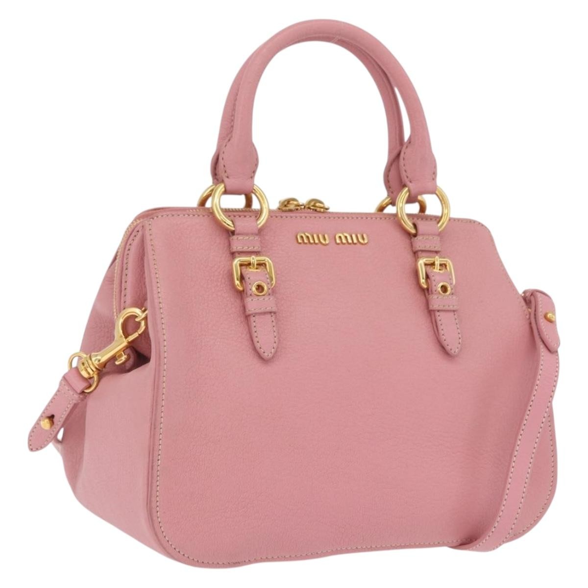 Miu Miu Madras Bowler Leather, Pink, Leather, Handbag