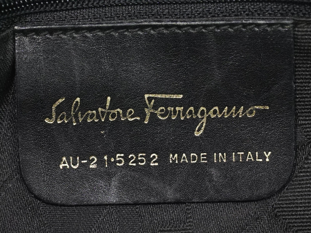 Salvatore Ferragamo Vala Chain Canvas, Black, Canvas, Shoulder Bag