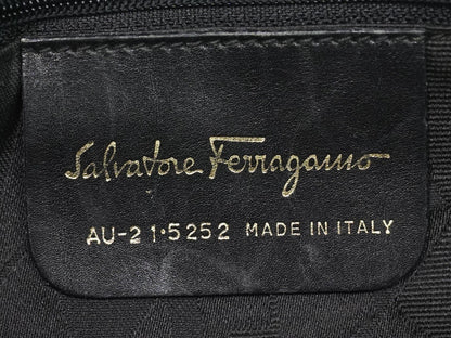 Salvatore Ferragamo Vala Chain Canvas, Black, Canvas, Shoulder Bag