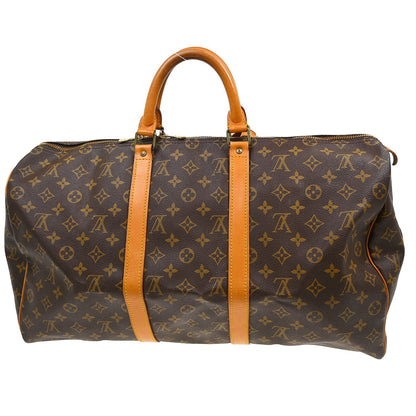 Louis Vuitton Keepall Monogram, Brown, Canvas, Travel Bag