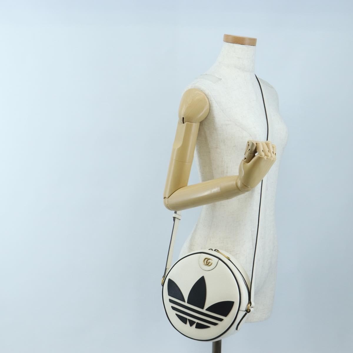 Gucci x adidas Ophidia Round Leather, White, Leather, Crossbody Bag