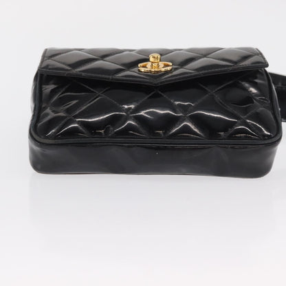 Chanel Vintage CC Flap Waist Patent Leather, Black, Patent Leather, Clutch