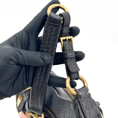 Prada Shoulder Canvas and Leather, Black, Canvas, Shoulder Bag