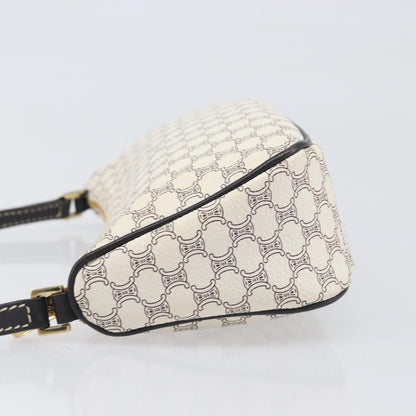 Celine Triomphe Macadam Zip Shoulder Bag Canvas, White, PVC, Clutch