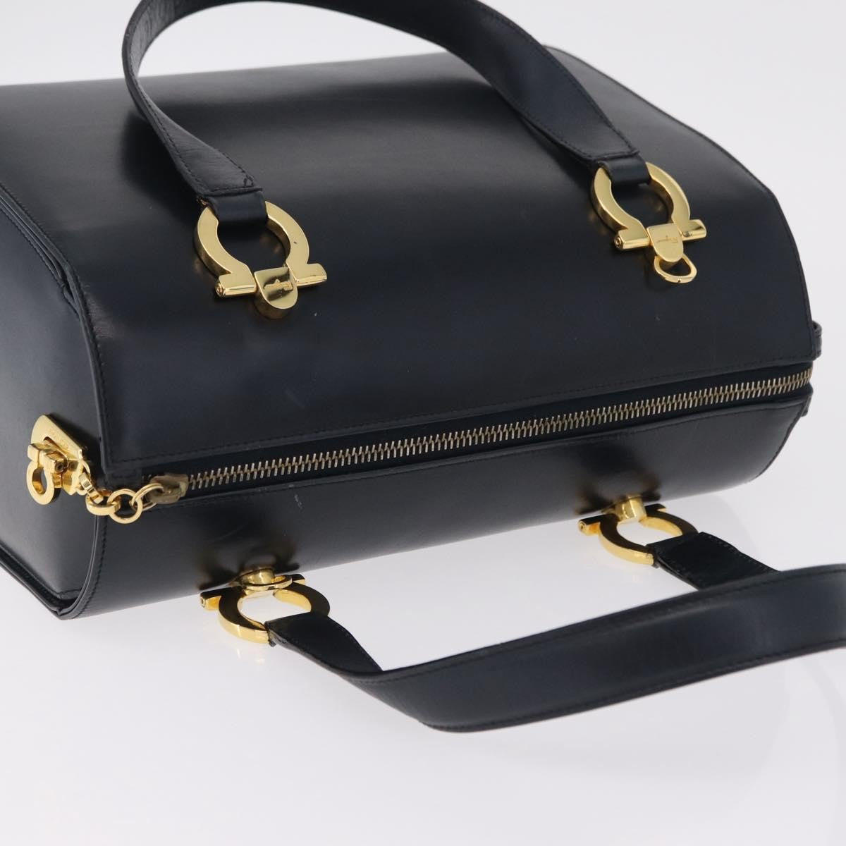 Salvatore Ferragamo Gancini Leather, Navy, Leather, Handbag