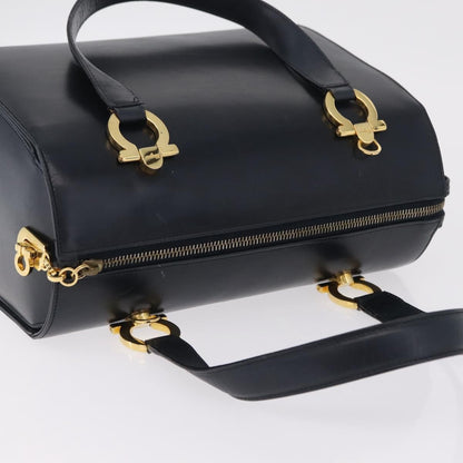 Salvatore Ferragamo Gancini Leather, Navy, Leather, Handbag