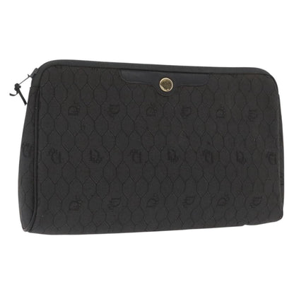 Christian Dior Vintage Honeycomb Zip Coated Canvas, Black, Canvas, Clutch