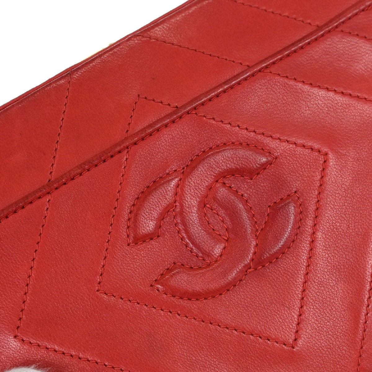 Chanel Camera Chevron Lambskin, Red, Leather, Handbag
