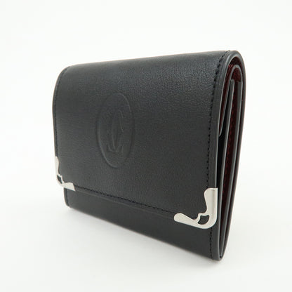 Cartier Coin Purse Must de Cartier Leather, Black, Leather, Wallet