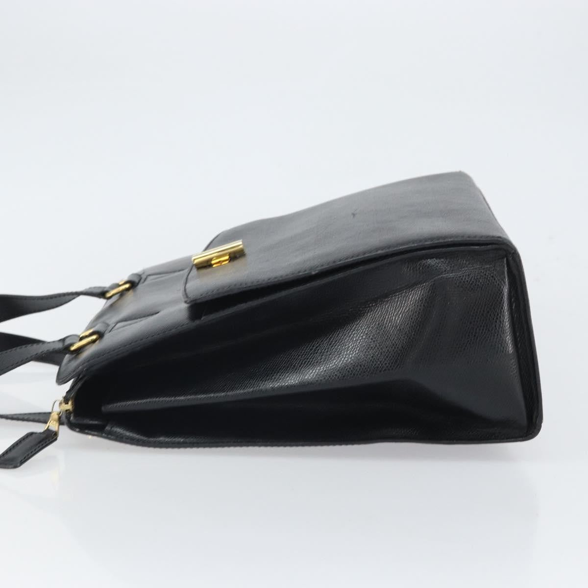 Celine Vintage turn lock shoulder Leather, Black, Leather, Handbag