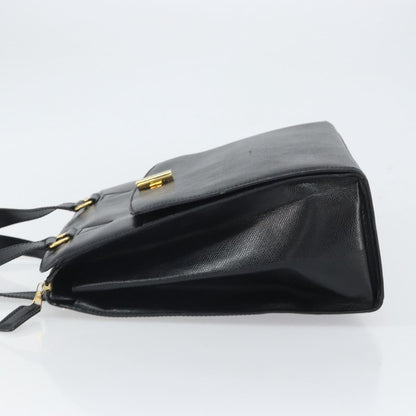Celine Vintage turn lock shoulder Leather, Black, Leather, Handbag