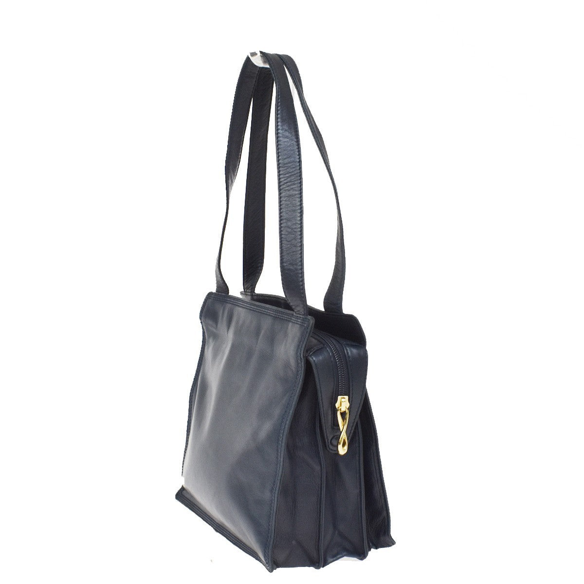 Loewe Vintage Anagram Zip Leather, Navy, Leather, Crossbody Bag